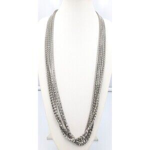 Graziano Necklace 5 Strands Signed Ombre Silver Tone Metal Chain 20 in Layered
